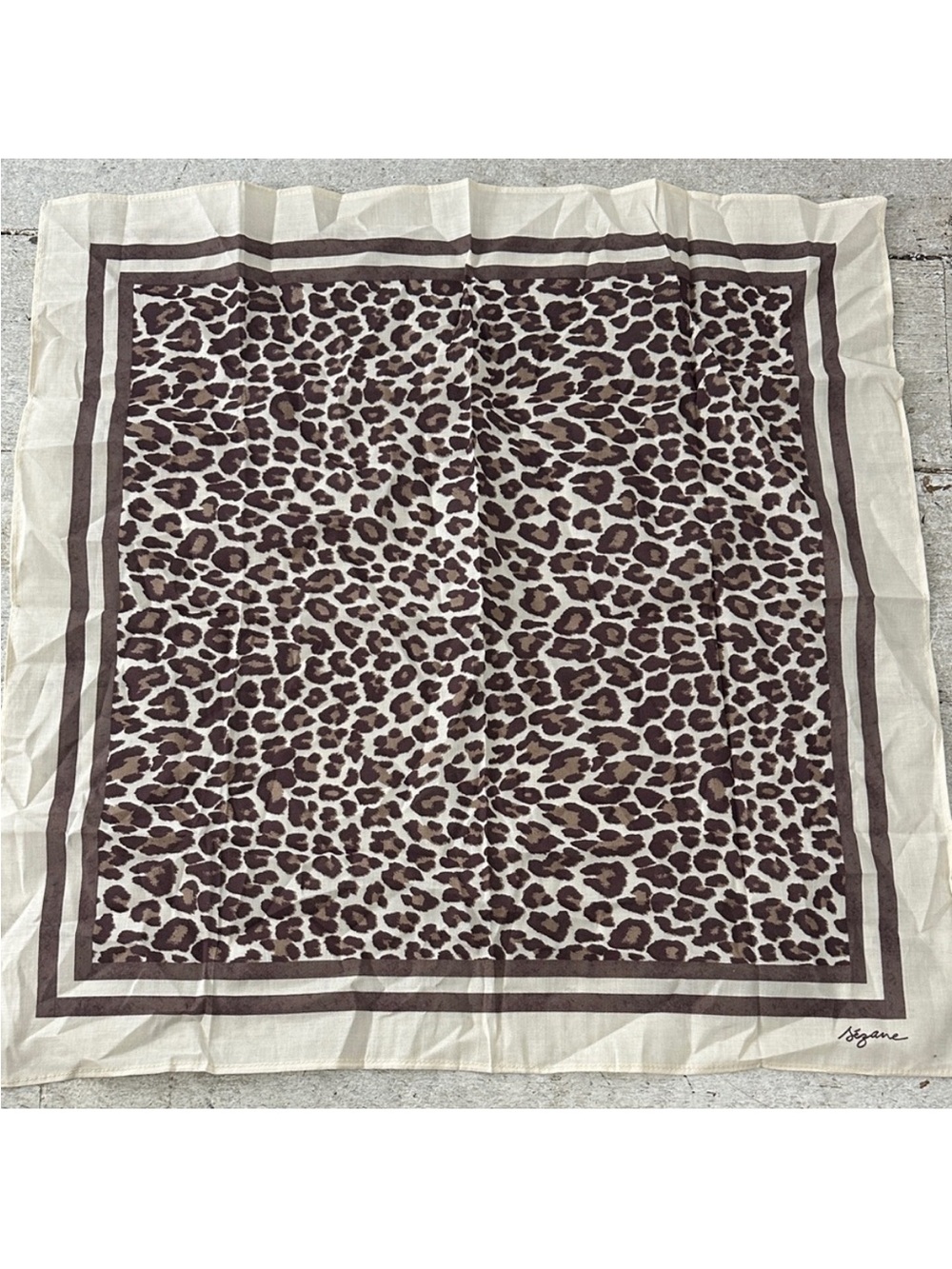 Sezane Cheetah Printed Bandana Scarf Organic Cotton
